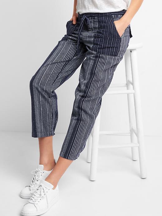 Image number 5 showing, Linen mix-stripe crop pants