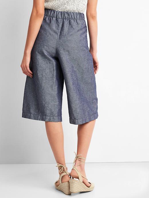 Image number 2 showing, Cotton-linen pleated culottes