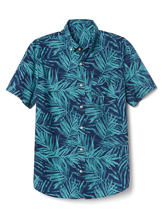 Image number 6 showing, Poplin palm print short sleeve shirt