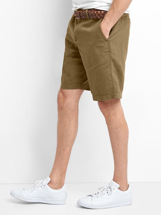Image number 5 showing, Garment-dyed linen-cotton shorts (10")