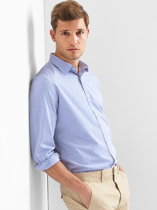 Image number 6 showing, Chambray Stretch Poplin standard fit shirt