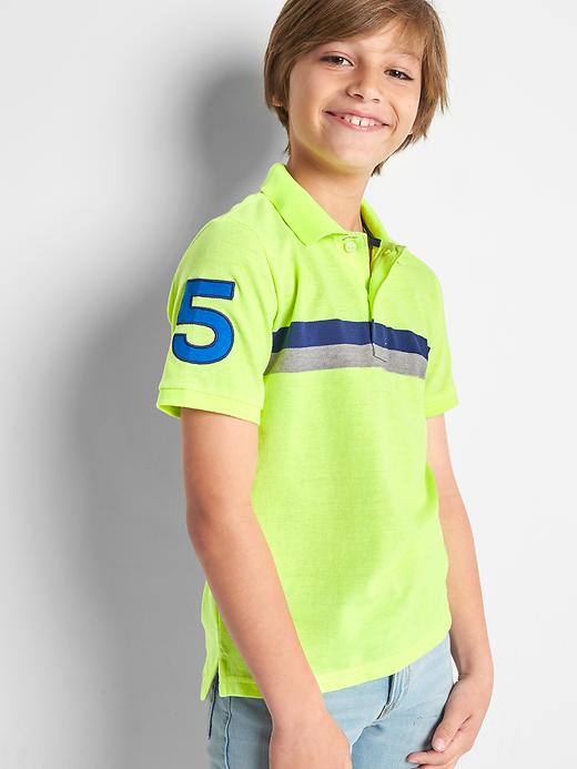 Image number 1 showing, Chest stripe short sleeve polo