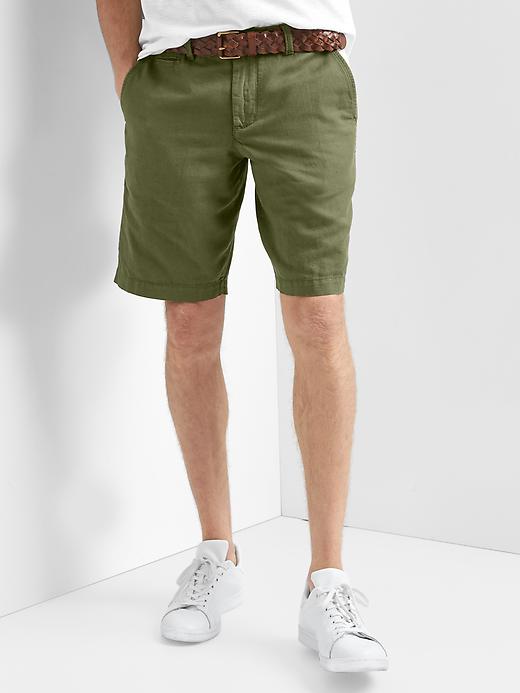 View large product image 1 of 1. Garment-dyed linen-cotton shorts (10")