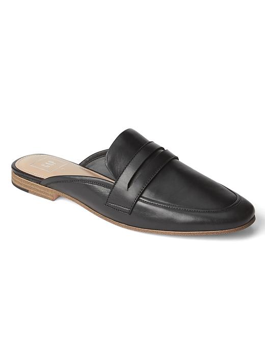 Image number 3 showing, Leather loafer mules