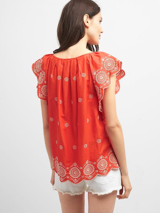 Image number 2 showing, Embroidery flutter sleeve top