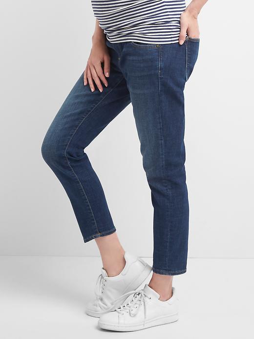 Image number 1 showing, Maternity demi panel true skinny crop jeans