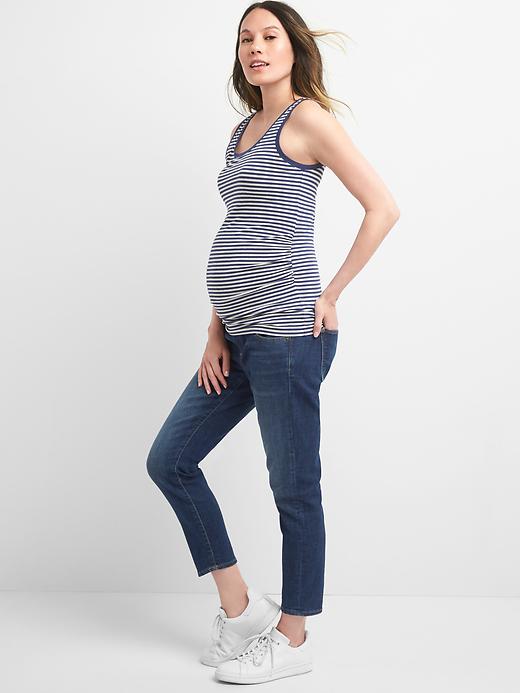 Image number 4 showing, Maternity demi panel true skinny crop jeans