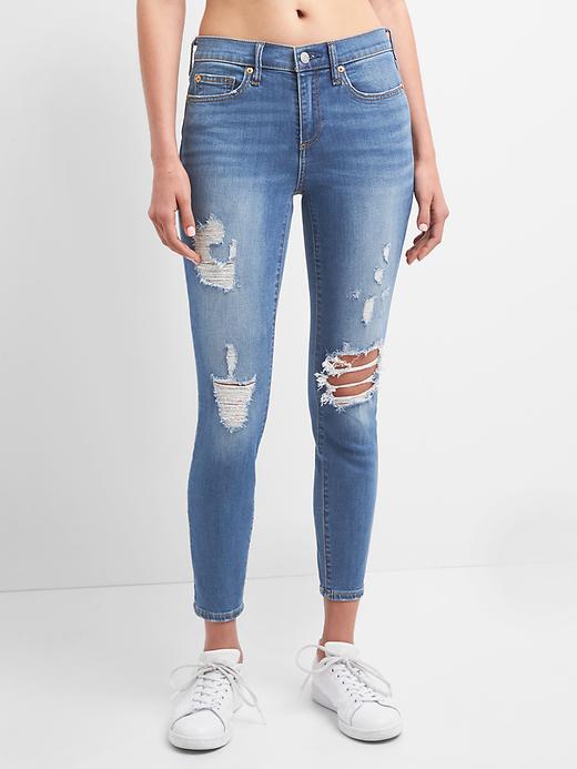 Image number 7 showing, Mid rise destructed true skinny ankle jeans
