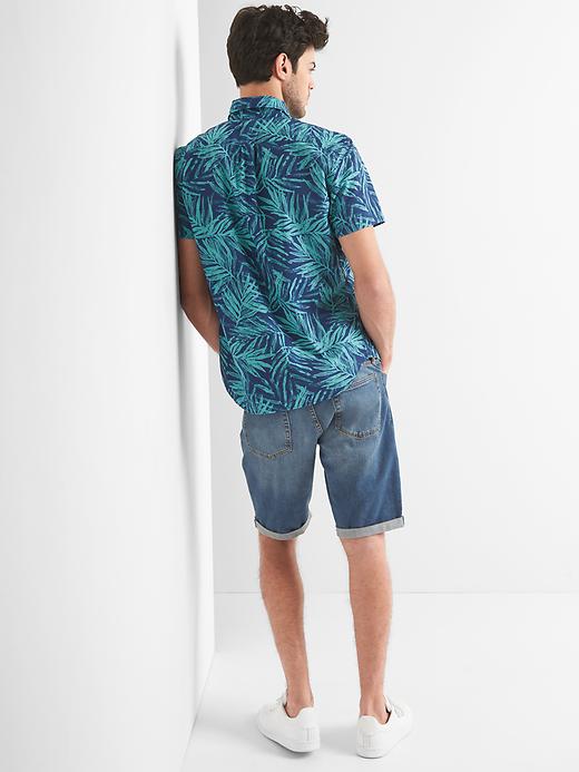 Image number 2 showing, Poplin palm print short sleeve shirt