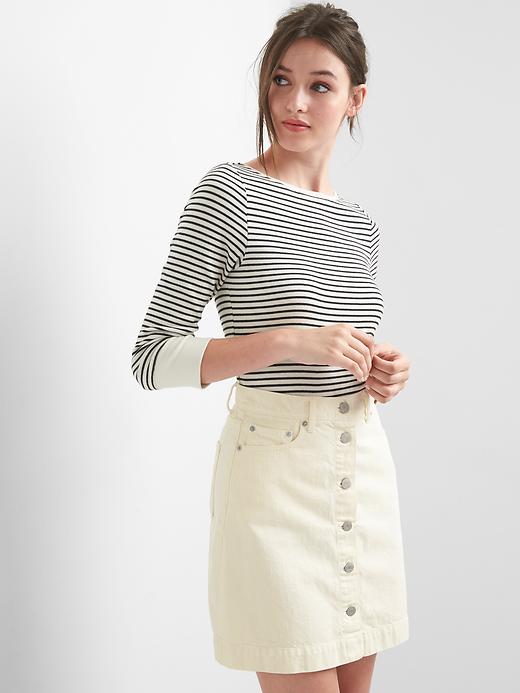 Image number 5 showing, Button-front denim mini skirt