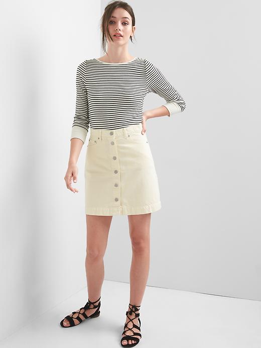 Image number 3 showing, Button-front denim mini skirt