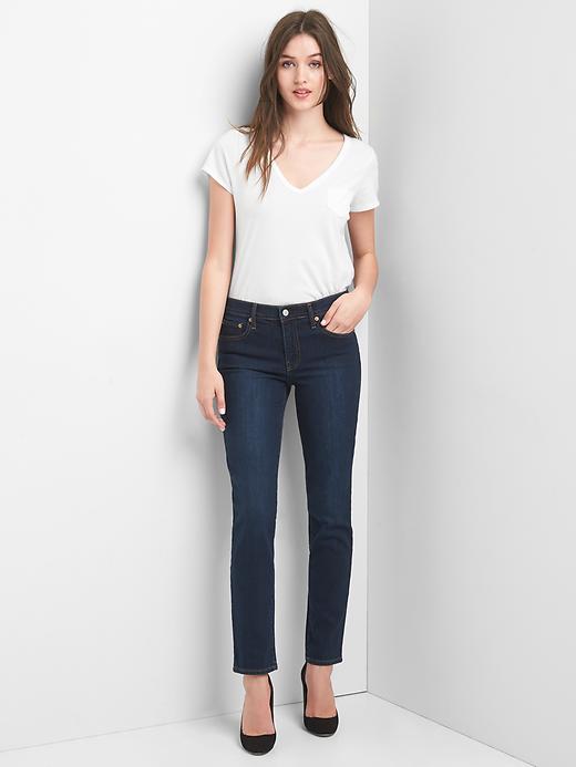 Image number 4 showing, Mid rise real straight jeans