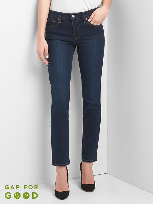 Image number 1 showing, Mid rise real straight jeans