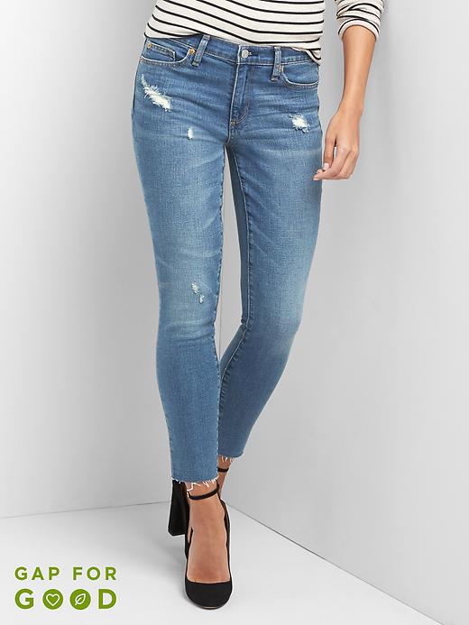 Image number 1 showing, Mid rise distressed true skinny ankle jeans