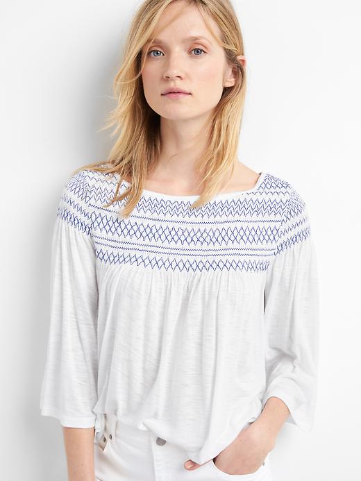 Image number 7 showing, Smocked bell-sleeve top
