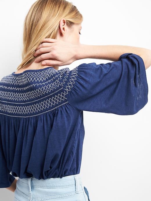 Image number 2 showing, Smocked bell-sleeve top