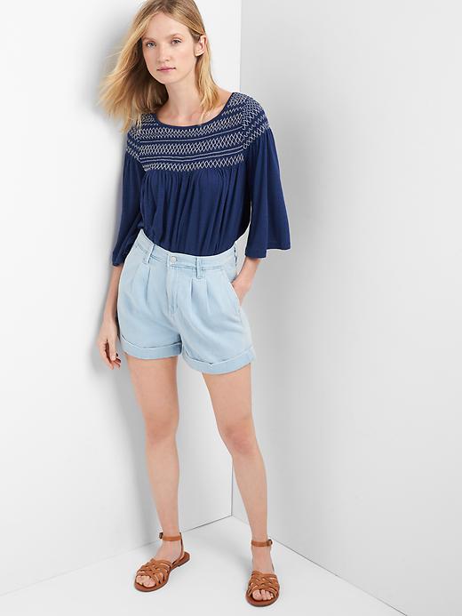 Image number 3 showing, Smocked bell-sleeve top