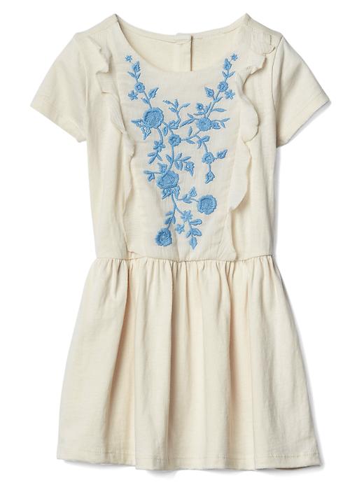 View large product image 1 of 1. Floral embroidery ruffle dress
