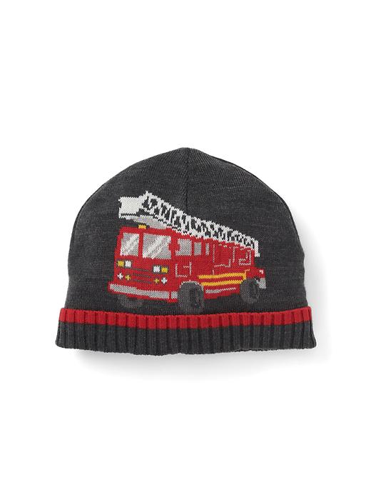 View large product image 1 of 1. Intarsia fire truck beanie