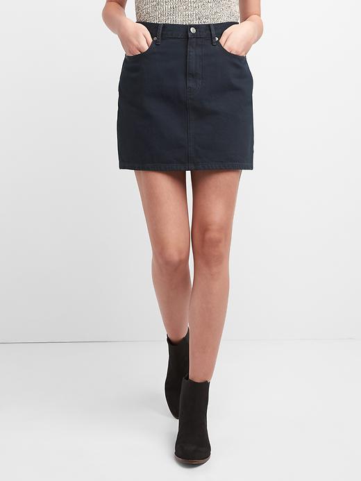 Image number 1 showing, High rise denim mini skirt