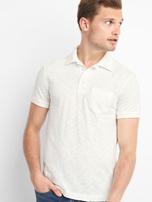 View large product image 1 of 1. Slub jersey polo