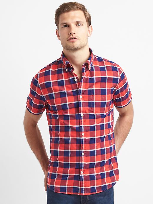 Image number 1 showing, Oxford check short sleeve shirt