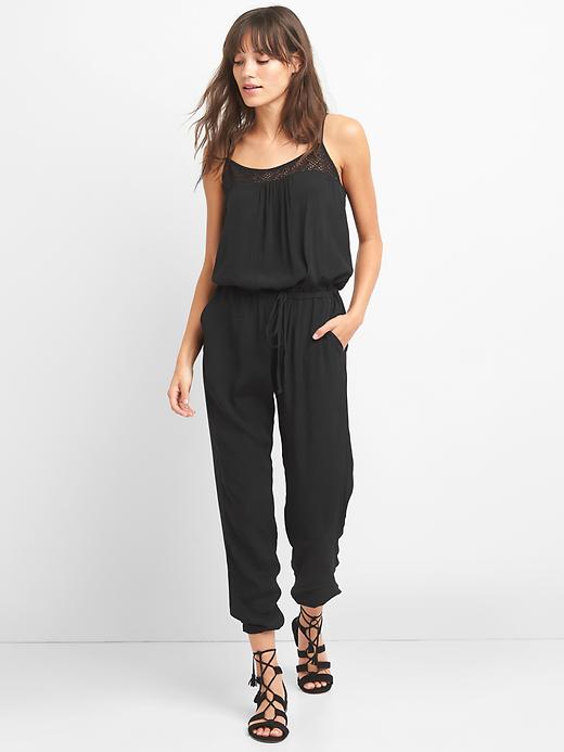 Image number 1 showing, Sleeveless crochet jumpsuit
