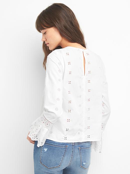 Image number 2 showing, Bell-sleeve eyelet top