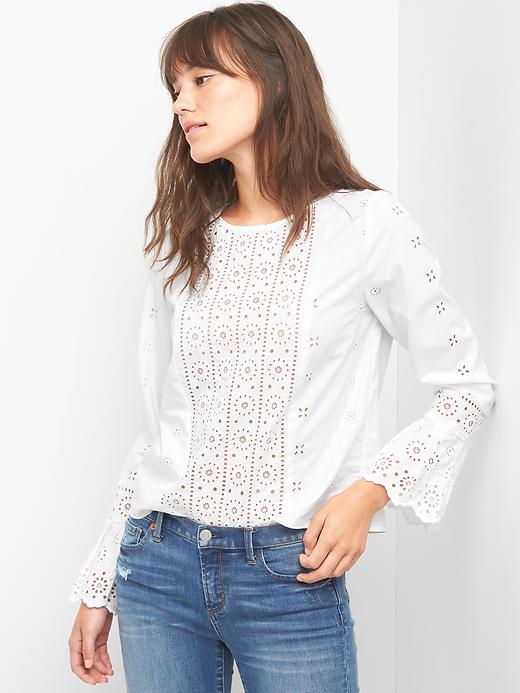 Image number 5 showing, Bell-sleeve eyelet top