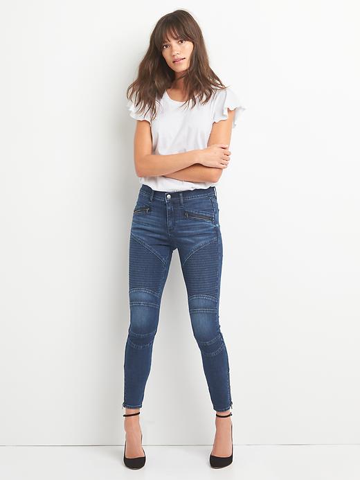 Image number 3 showing, Mid rise moto true skinny ankle jeans