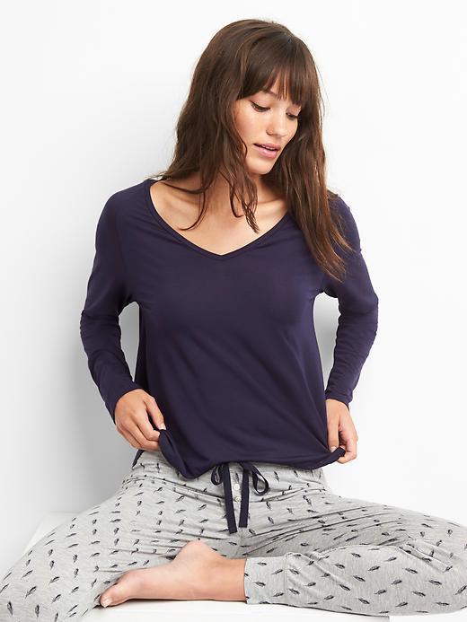 Image number 3 showing, Long Sleeve Sleep T-Shirt in Modal