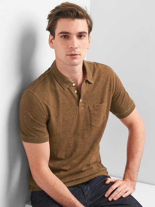 View large product image 1 of 1. Slub jersey polo