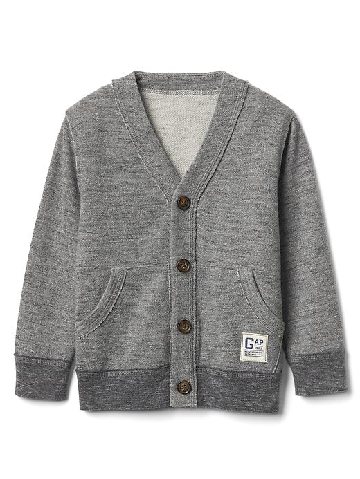 View large product image 1 of 3. V-neck terry cardigan