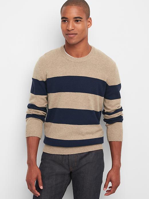 Image number 7 showing, Rugby Stripe Crewneck Sweater in Wool Blend