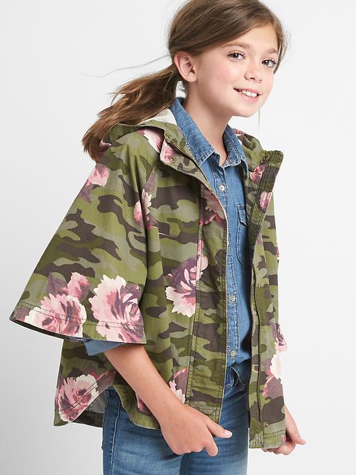 Image number 1 showing, Floral camo poncho