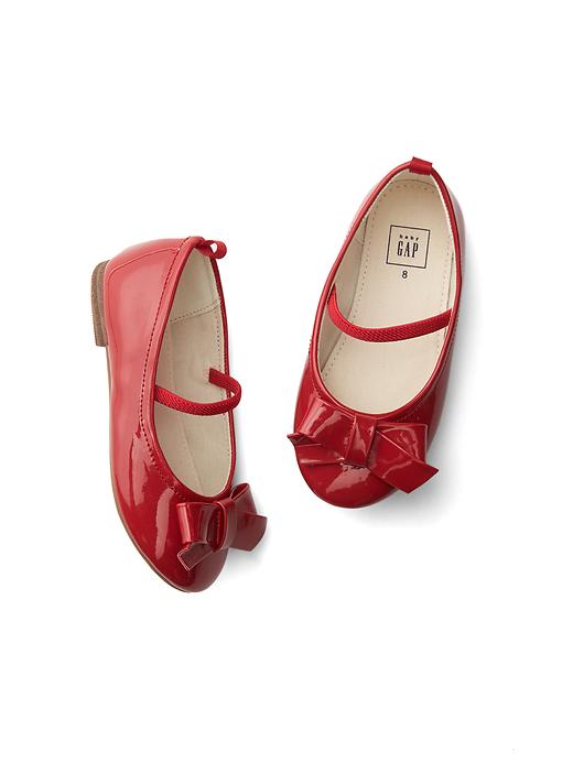 View large product image 1 of 1. Patent bow ballet flats