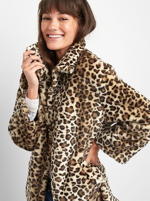 Image number 5 showing, Leopard faux-fur coat