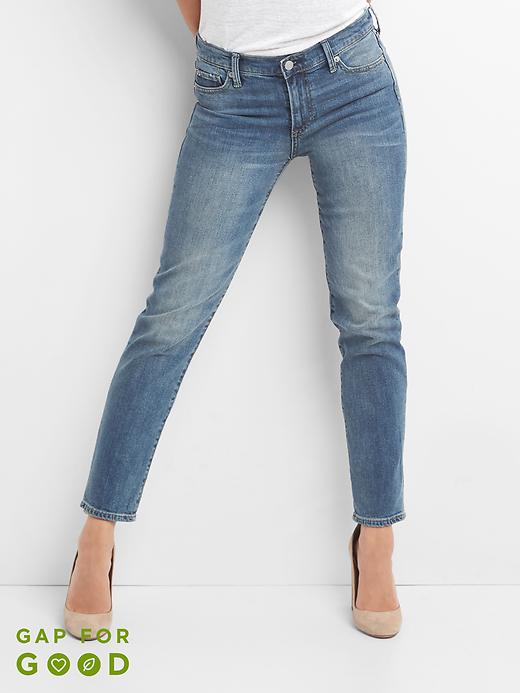 Image number 1 showing, Mid Rise Real Straight Jeans in Medium Vintage Wash