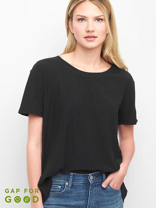 View large product image 1 of 1. Pleat-back boatneck tee