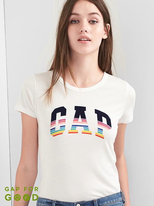 Gap Women Stripe Logo Tee Size L - New off white