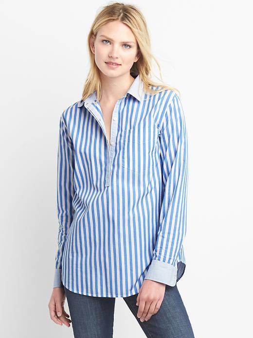 Image number 1 showing, Poplin stripe popover shirt