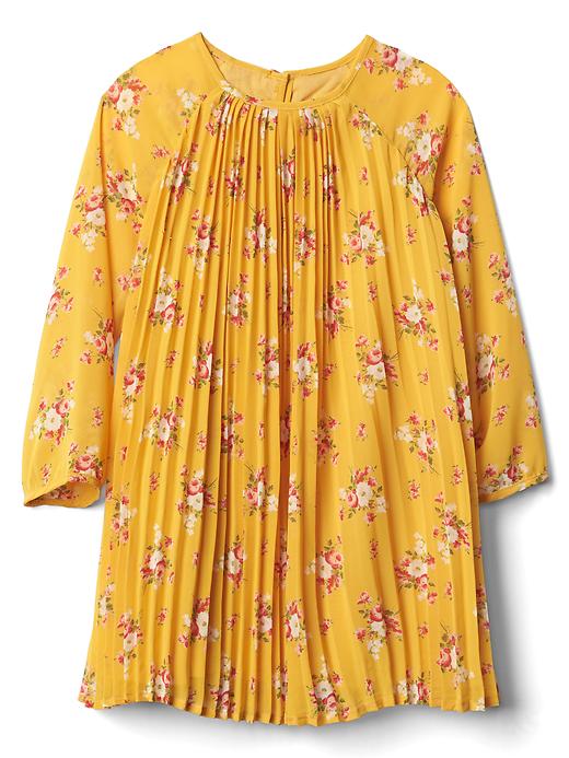 Image number 1 showing, Floral long sleeve pleat dress