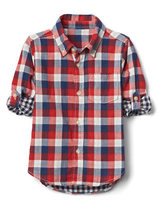 View large product image 1 of 3. Check double-woven convertible shirt