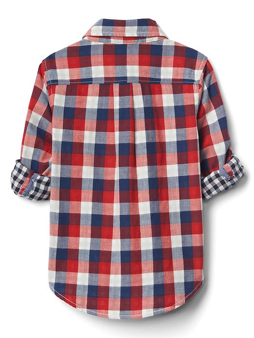View large product image 2 of 3. Check double-woven convertible shirt