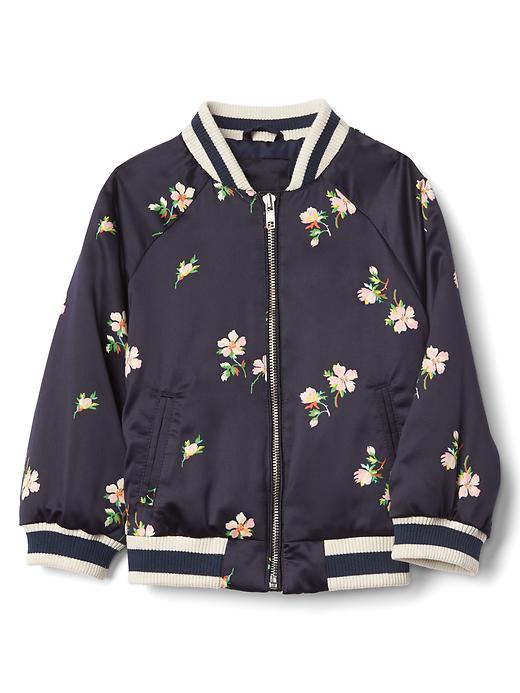 Image number 1 showing, Floral satin flight jacket