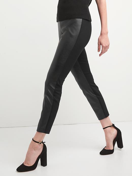Image number 5 showing, Faux leather-front leggings
