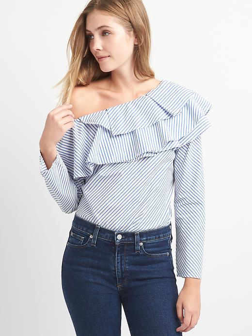 Image number 1 showing, One-shoulder ruffle top