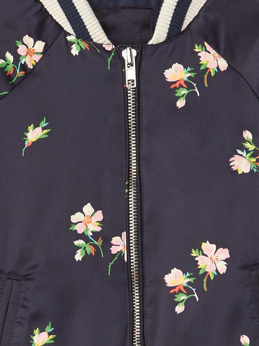 Image number 3 showing, Floral satin flight jacket