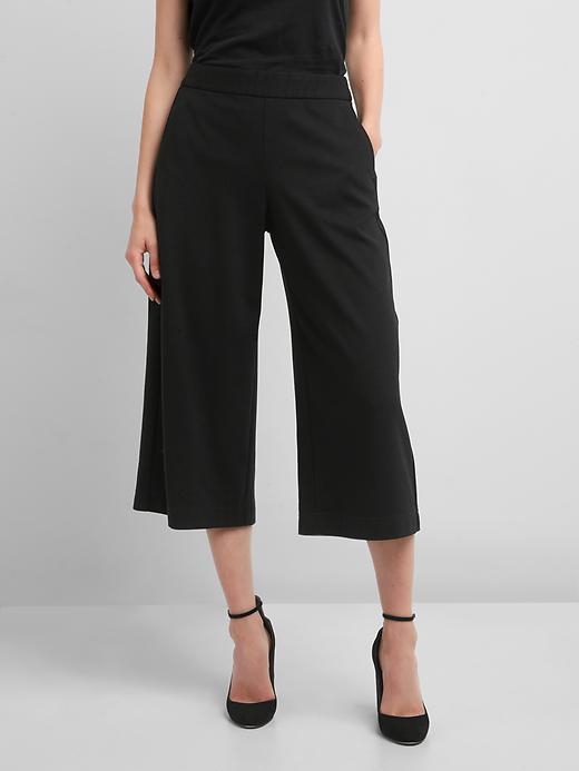 View large product image 1 of 1. Ponte wide-leg crop culottes