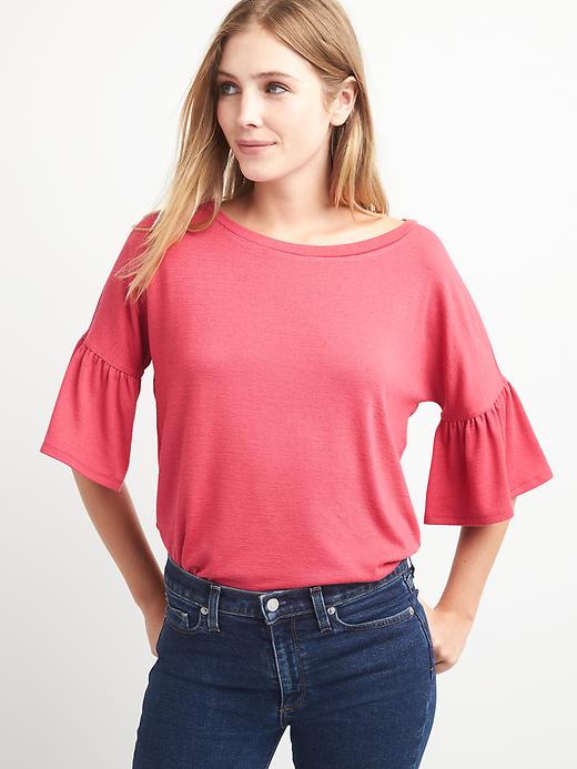 View large product image 1 of 1. Softspun bell-sleeve top